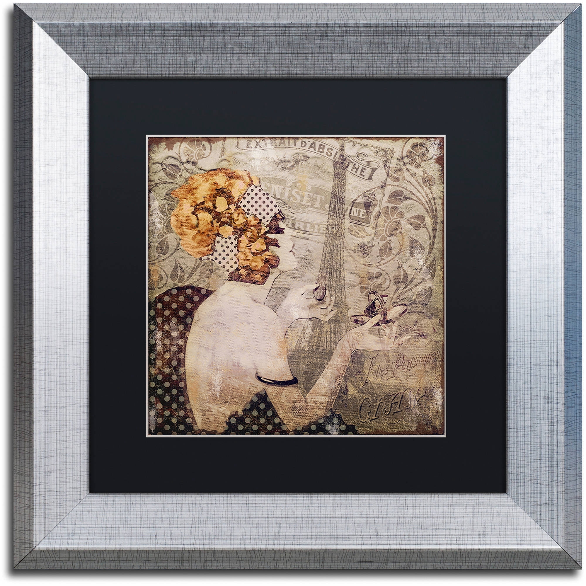 Trademark Fine Art "A Date With Paris" Canvas Art by Color Bakery Black Matte, Silver Frame