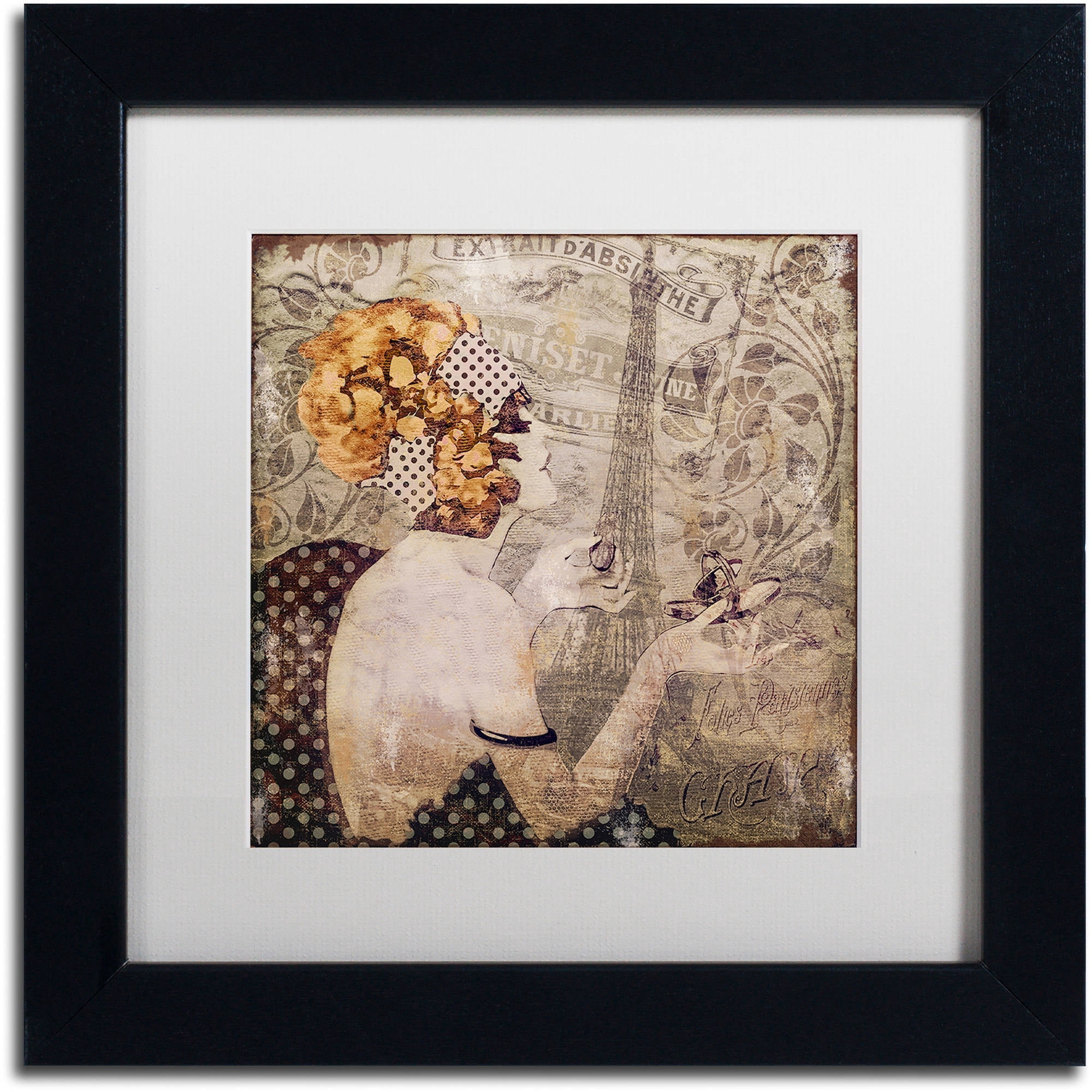 Trademark Fine Art "A Date With Paris" Canvas Art by Color Bakery White Matte, Black Frame
