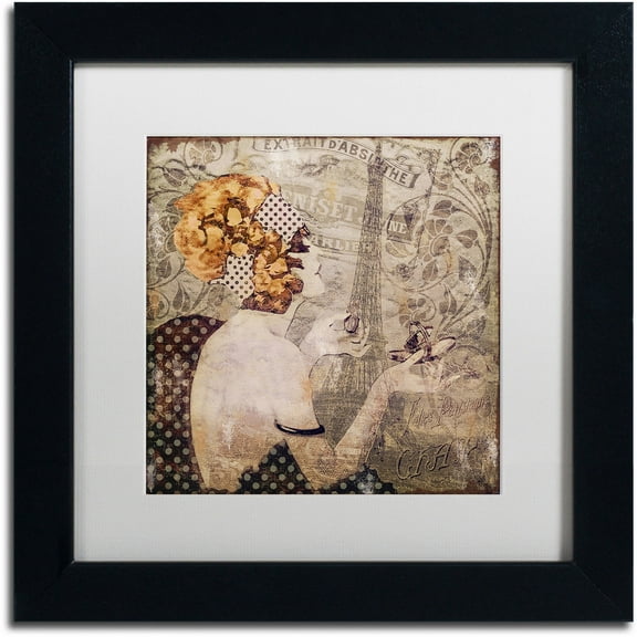 Trademark Fine Art "A Date With Paris" Canvas Art by Color Bakery White Matte, Black Frame