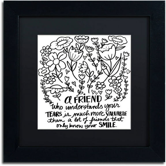 Trademark Fine Art "A Friend" Canvas Art by Elizabeth Caldwell, Black Matte, Black Frame