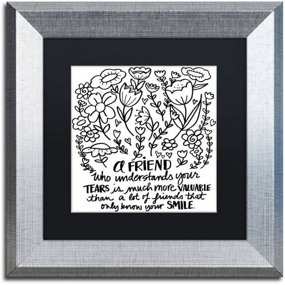 Trademark Fine Art "A Friend" Canvas Art by Elizabeth Caldwell, Black Matte, Silver Frame