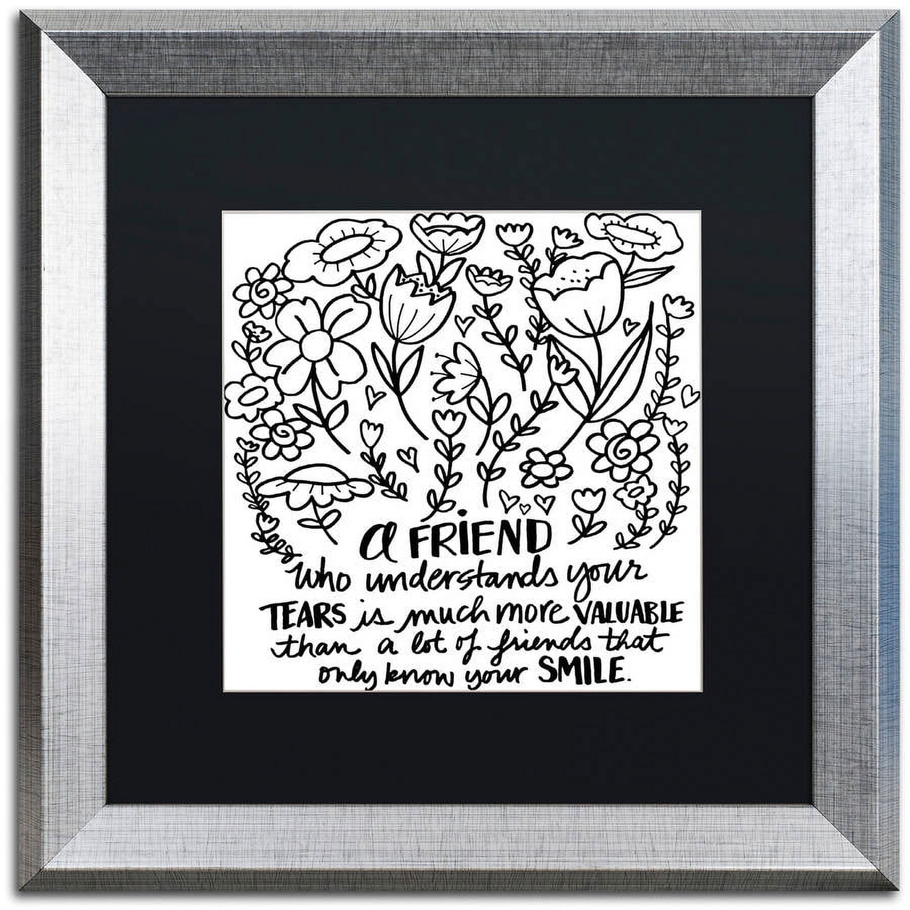 Trademark Fine Art "A Friend" Canvas Art by Elizabeth Caldwell, Black Matte, Silver Frame