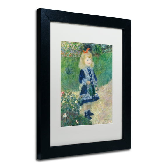 Trademark Fine Art "A Girl With a Watering Can" Framed Canvas Art by Pierre Renoir