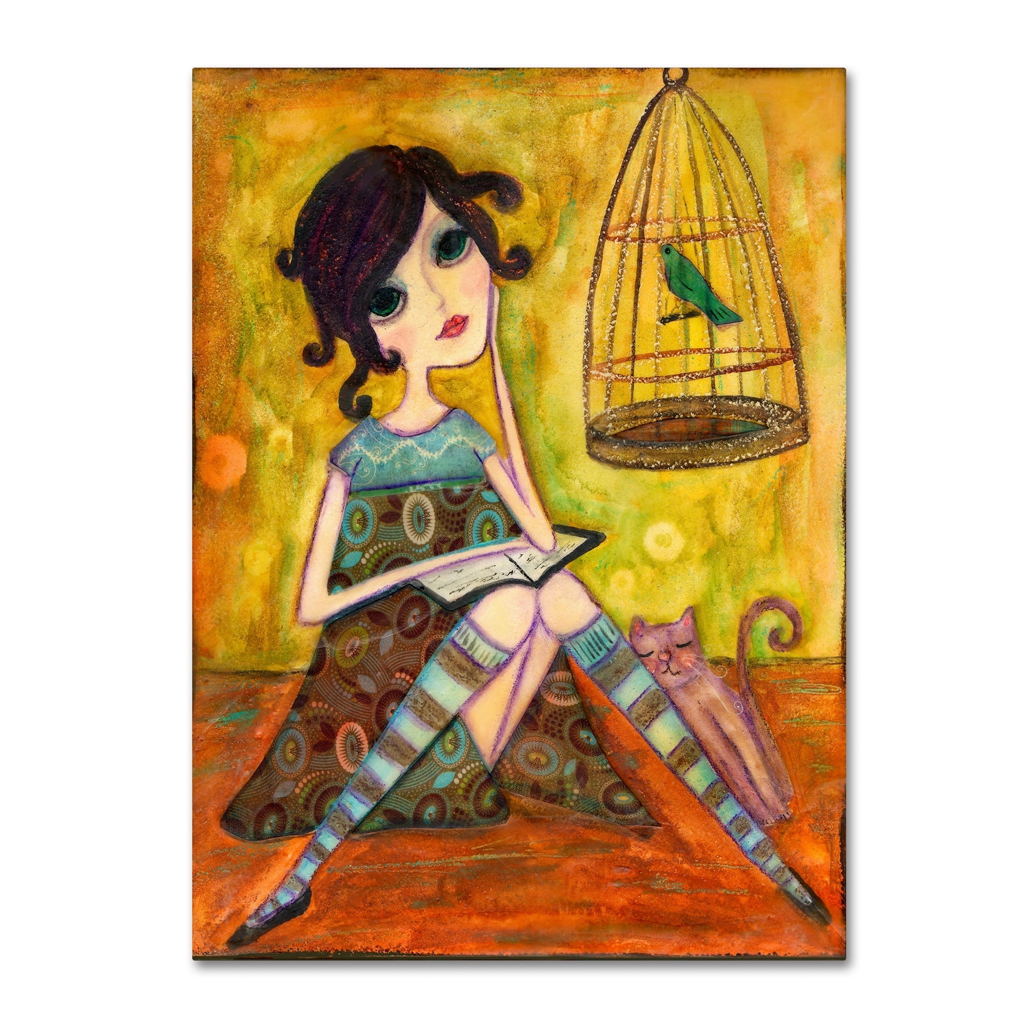 Wyanne 'A Good Book' Fantasy Canvas Art in Eclectic Style