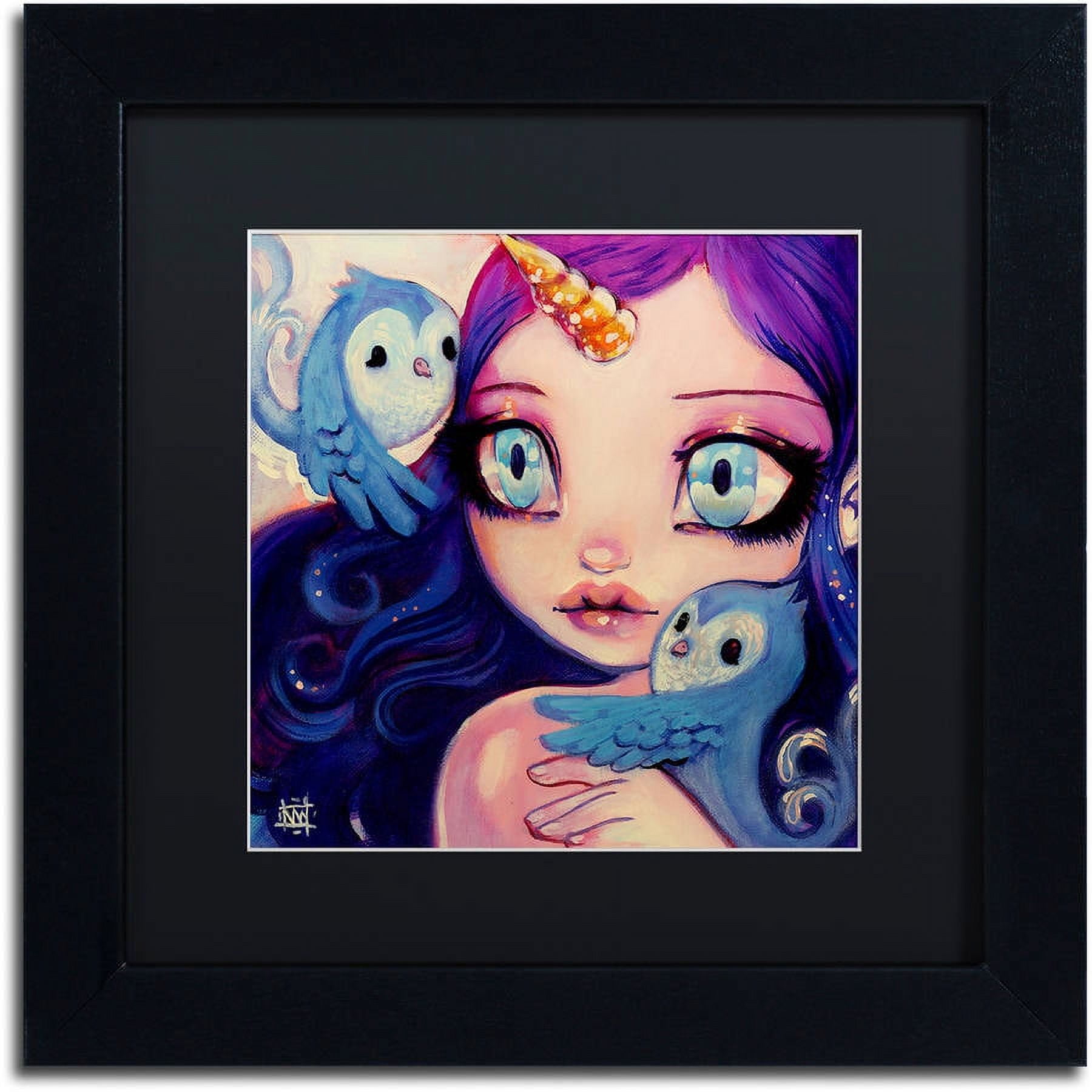 Trademark Fine Art "A Little Birdy Told Me" Canvas Art by Natasha Wescoat, Black Matte, Black Frame