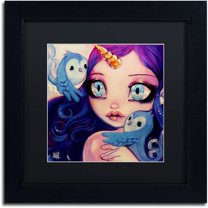 Trademark Fine Art "A Little Birdy Told Me" Canvas Art by Natasha Wescoat, Black Matte, Black Frame