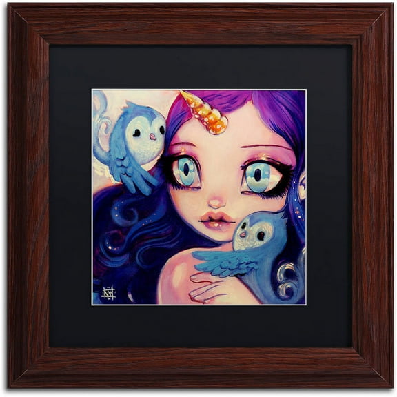 Trademark Fine Art "A Little Birdy Told Me" Canvas Art by Natasha Wescoat, Black Matte, Wood Frame