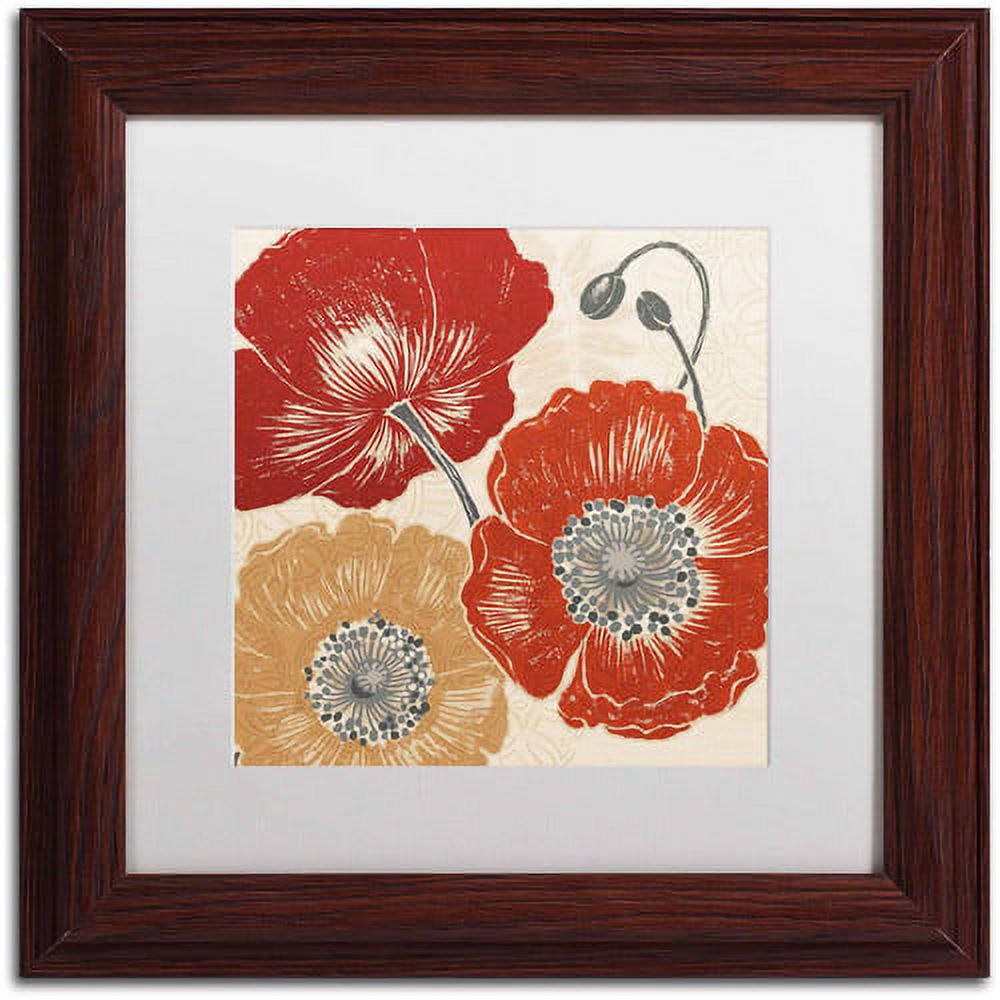 Trademark Fine Art "A Poppy's Touch II" Canvas Art by Daphne Brissonnet, White Matte, Wood Frame