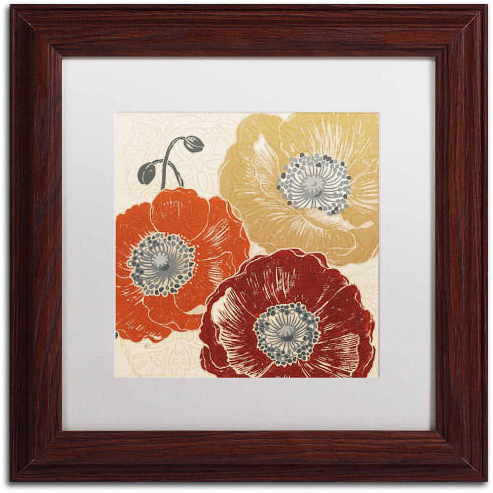 Trademark Fine Art "A Poppy's Touch III" Canvas Art by Daphne Brissonnet, White Matte, Wood Frame