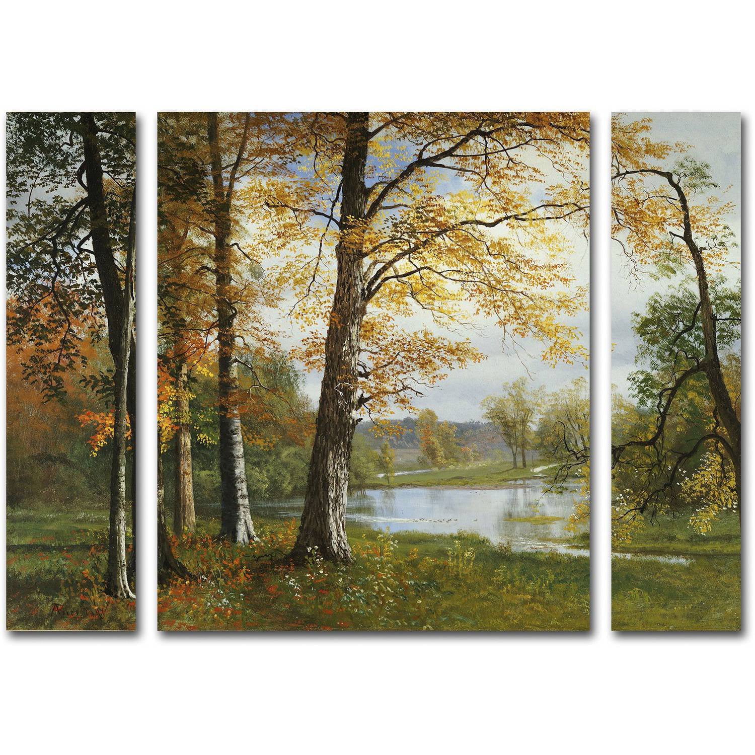 Trademark Fine Art ''A Quiet Lake'' by Albert Bierstadt 30" x 41" Multi Panel Art Set Large (886511916548)