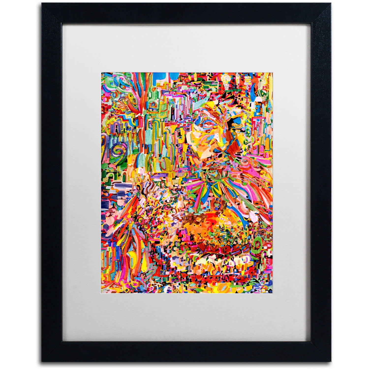 Trademark Fine Art "A Robot Imagines A Hamburger" Canvas Art by Josh Byer, White Matte, Black Frame
