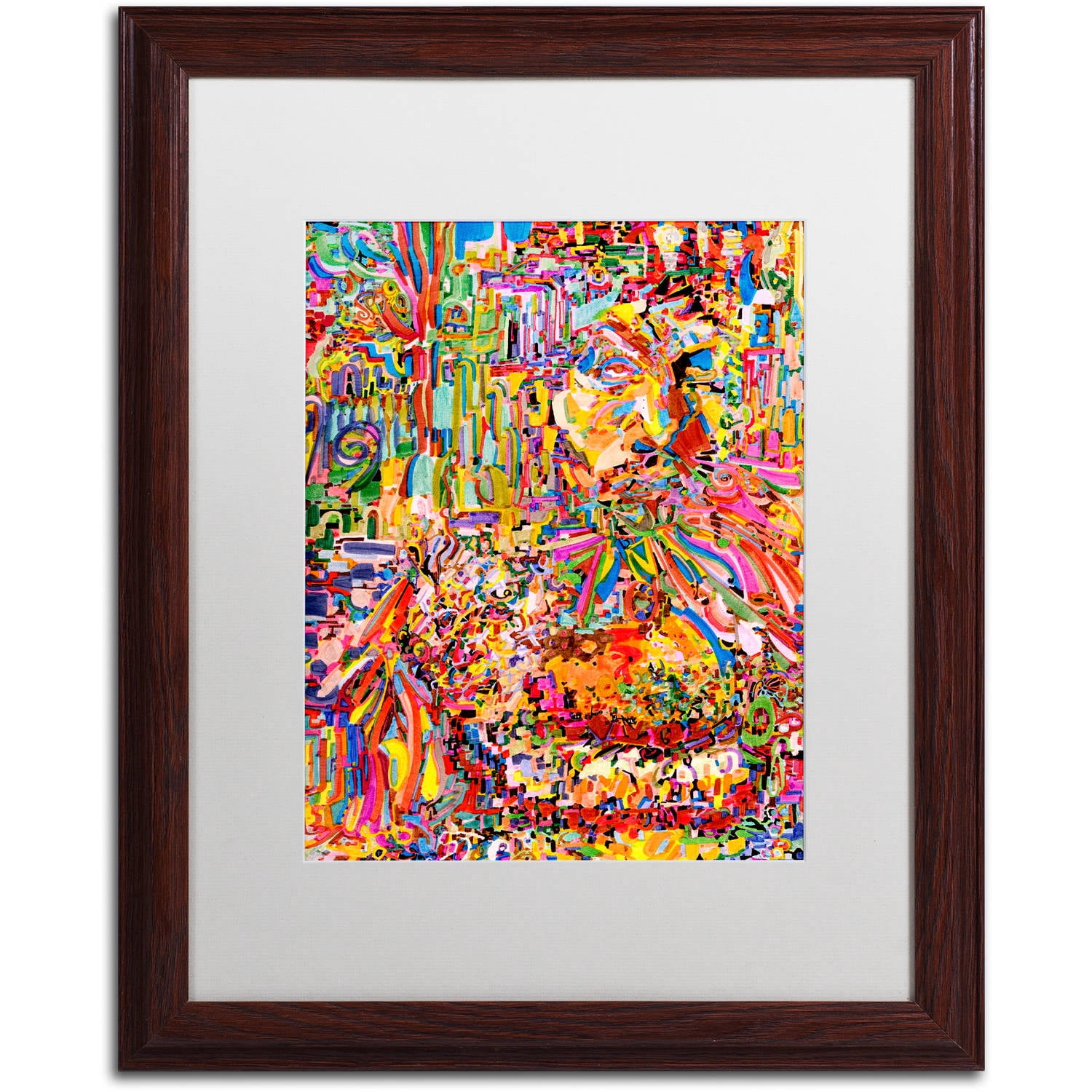Trademark Fine Art "A Robot Imagines A Hamburger" Canvas Art by Josh Byer, White Matte, Wood Frame