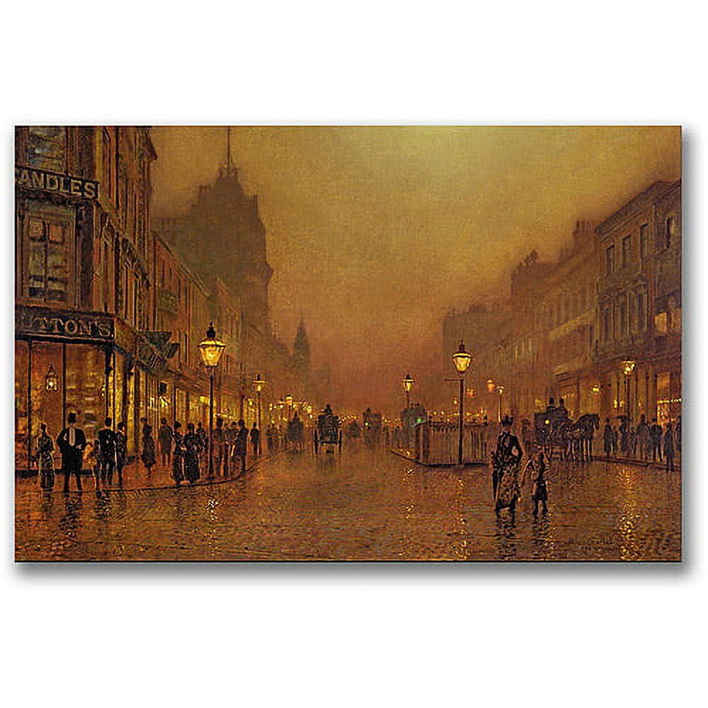 Victorian Night Street Scene Canvas Wall Art, 16" x 24"