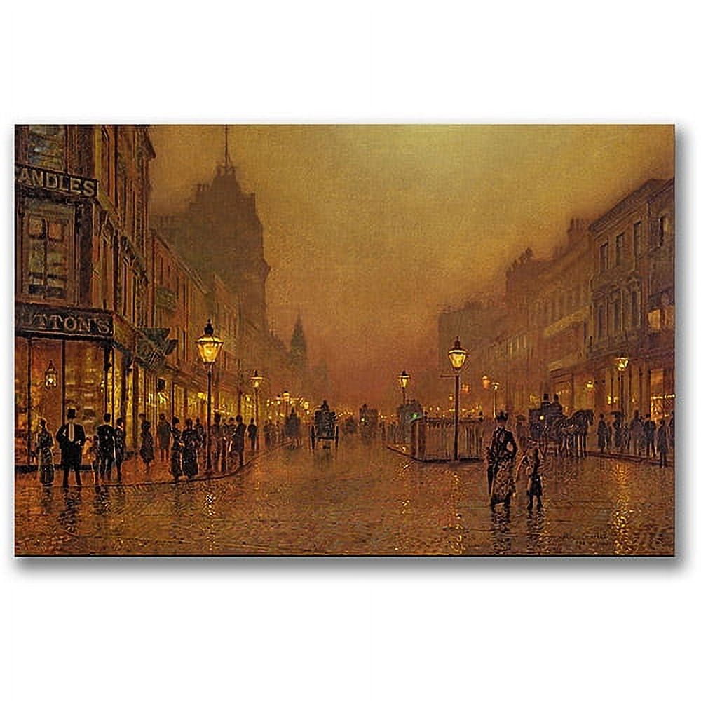 Vintage Night Street Scene Canvas Wall Art