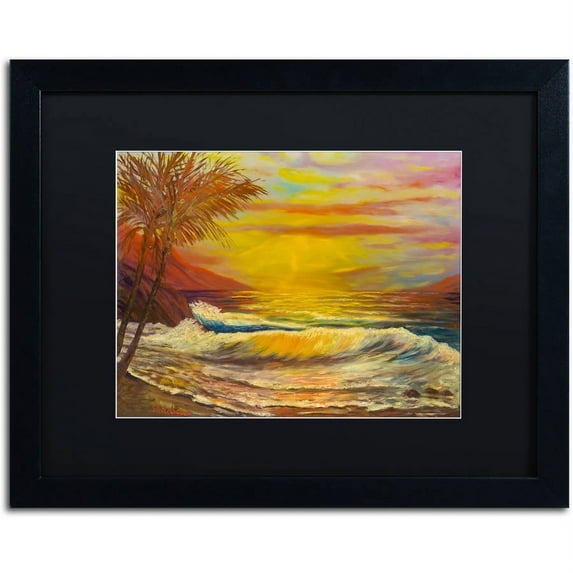 Trademark Fine Art "A Tropical Lagoon" Canvas Art by Manor Shadian, Black Matte, Black Frame