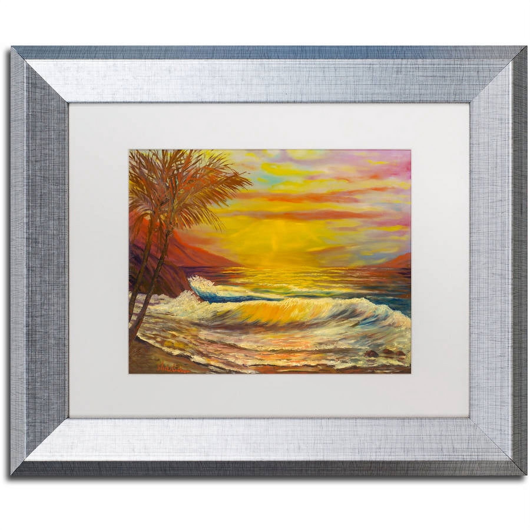Trademark Fine Art "A Tropical Lagoon" Canvas Art by Manor Shadian, White Matte, Silver Frame