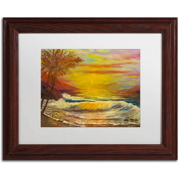 Trademark Fine Art "A Tropical Lagoon" Canvas Art by Manor Shadian, White Matte, Wood Frame