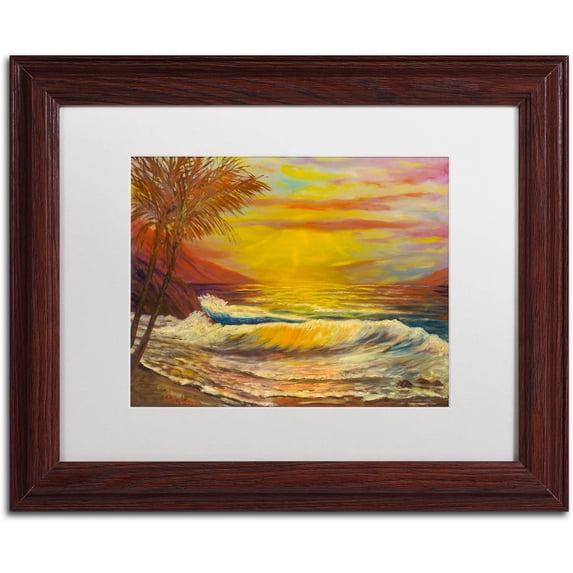 Trademark Fine Art 'A Tropical Lagoon' Canvas Art by Manor Shadian, White Matte, Wood Frame