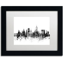 Trademark Fine Art "Aberdeen Scotland Skyline B&W" Canvas Art by Michael Tompsett, White Matte, Black Frame