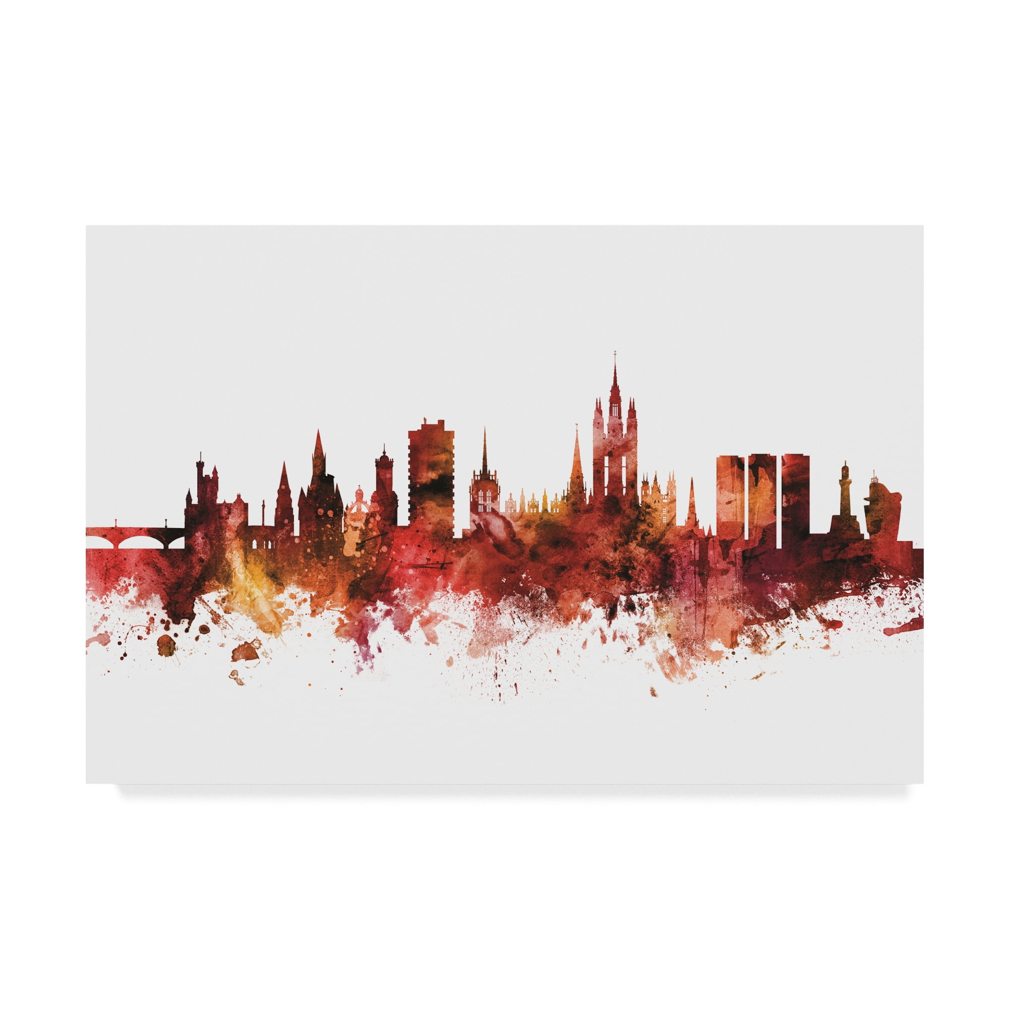 Trademark Fine Art 'Aberdeen Scotland Skyline Red' Canvas Art by Michael Tompsett
