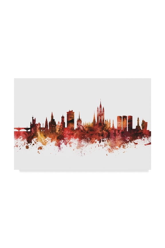 'Aberdeen Scotland Skyline Red' Canvas Art by Michael Tompsett