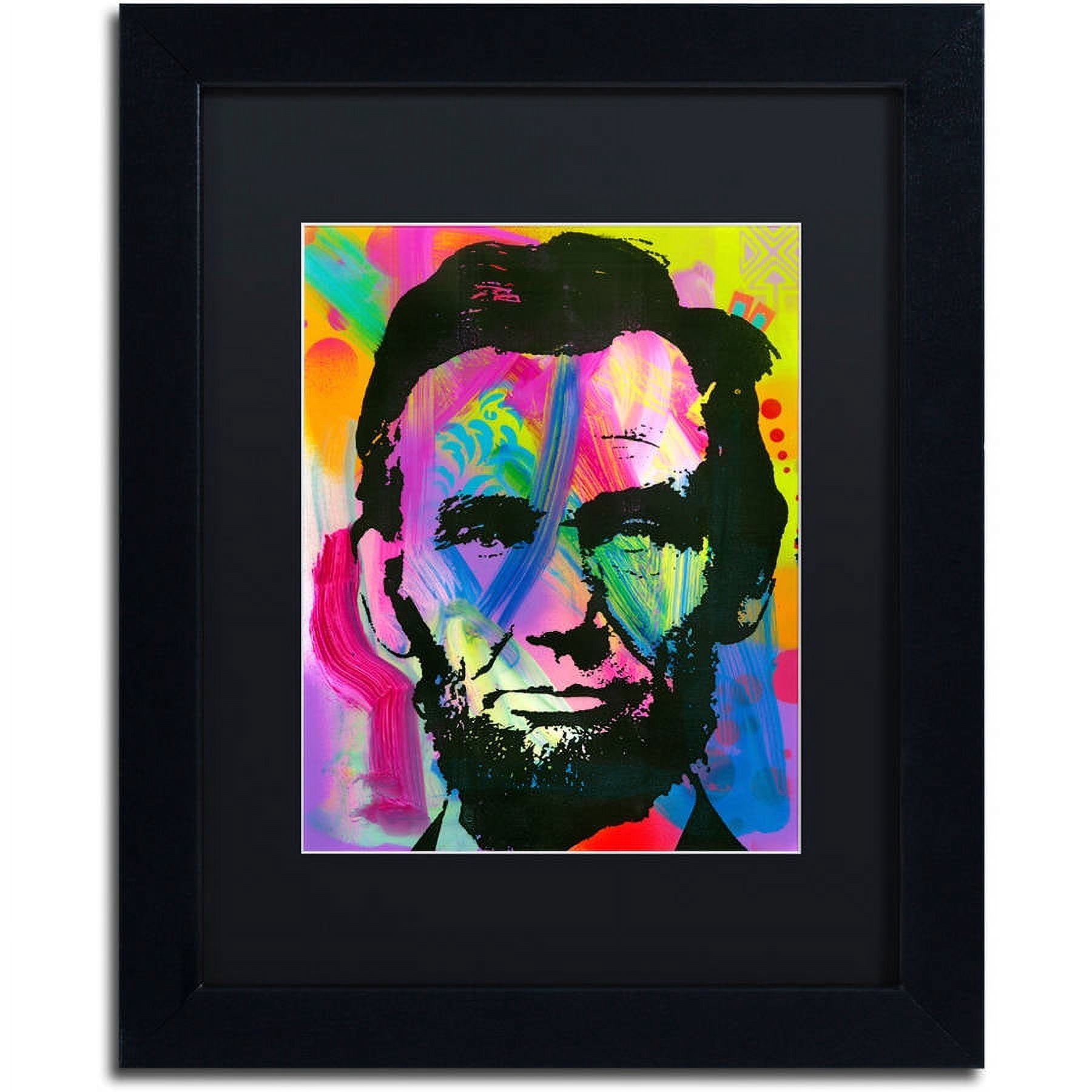 Trademark Fine Art "Abraham Lincoln I" Canvas Art by Dean Russo, Black Matte, Black Frame