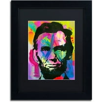 Trademark Fine Art "Abraham Lincoln I" Canvas Art by Dean Russo, Black Matte, Black Frame