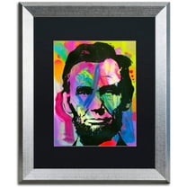 Trademark Fine Art "Abraham Lincoln I" Canvas Art by Dean Russo, Black Matte, Silver Frame