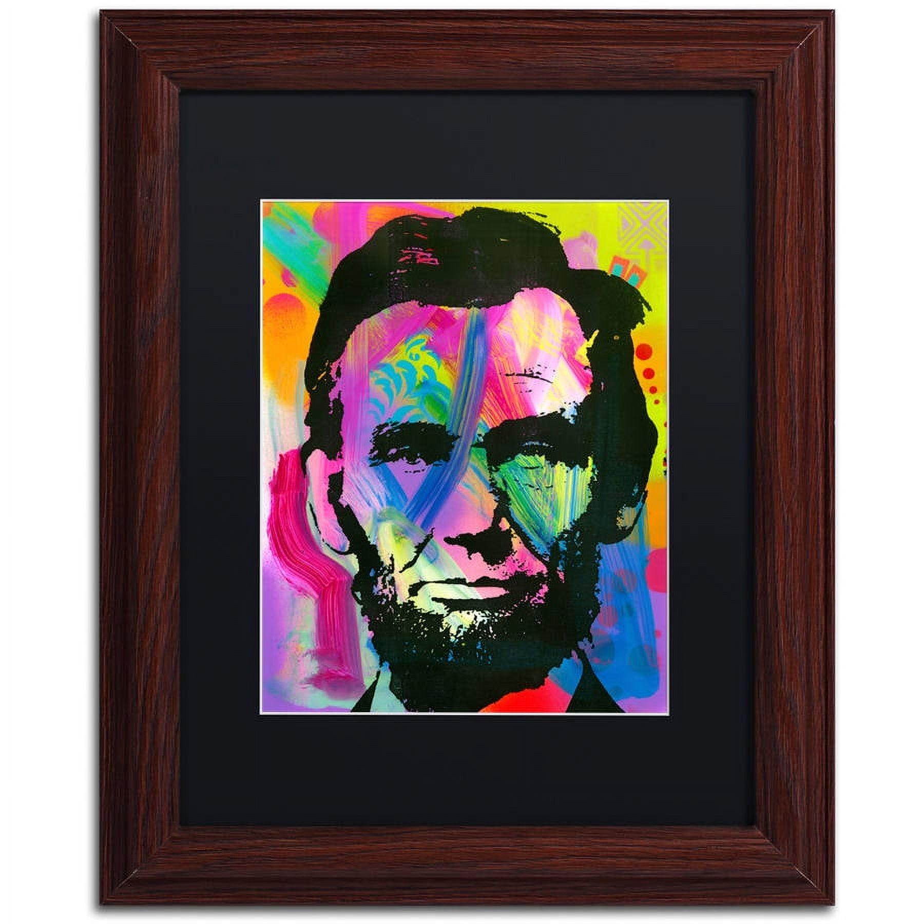 Trademark Fine Art "Abraham Lincoln I" Canvas Art by Dean Russo, Black Matte, Wood Frame