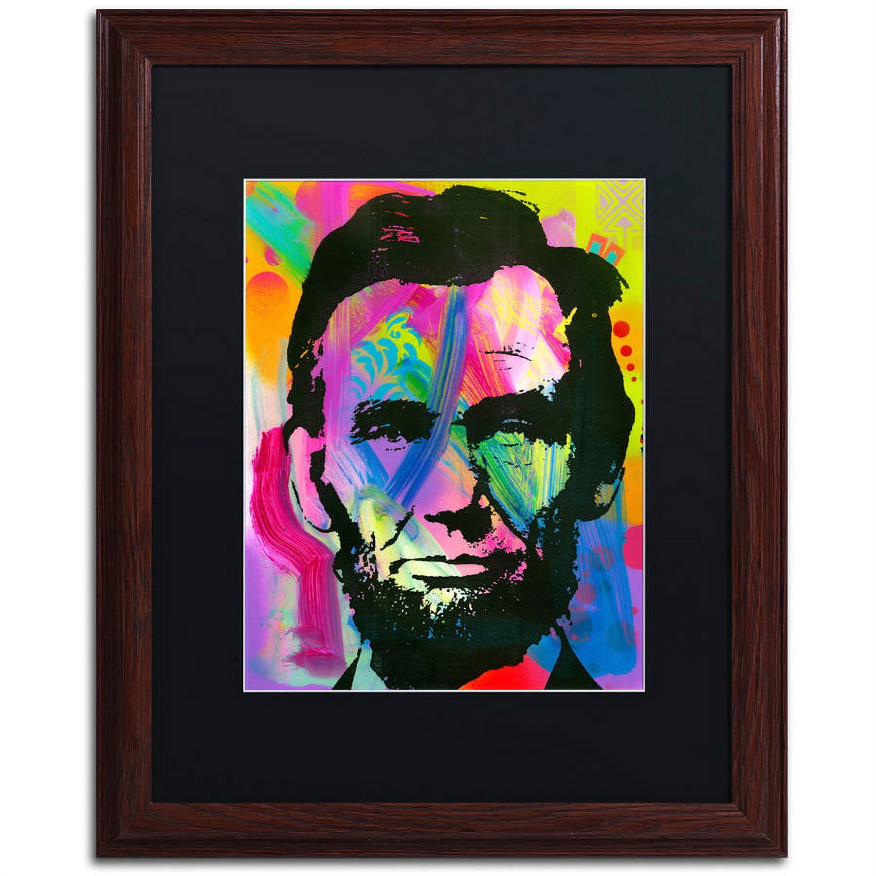 Trademark Fine Art "Abraham Lincoln I" Canvas Art by Dean Russo, Black Matte, Wood Frame