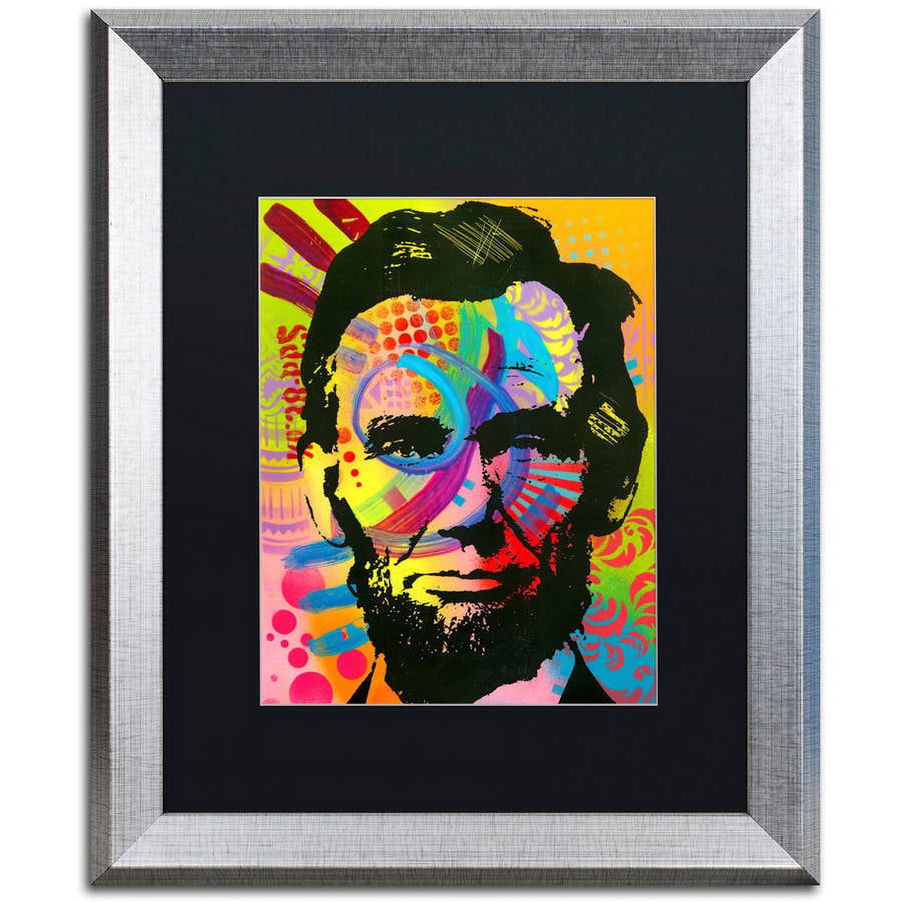 Trademark Fine Art "Abraham Lincoln II" Canvas Art by Dean Russo, Black Matte, Silver Frame