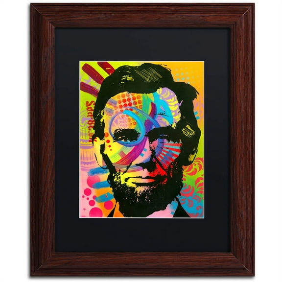 Trademark Fine Art "Abraham Lincoln II" Canvas Art by Dean Russo, Black Matte, Wood Frame