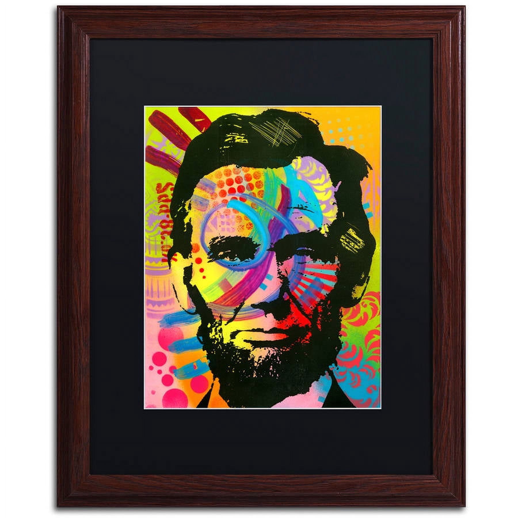 Trademark Fine Art "Abraham Lincoln II" Canvas Art by Dean Russo, Black Matte, Wood Frame