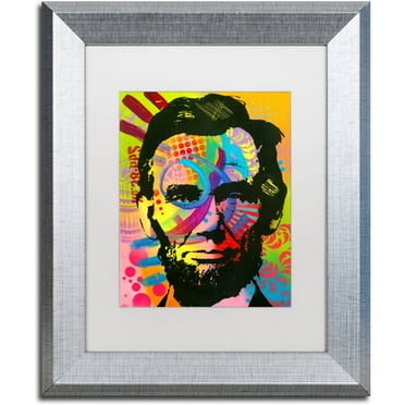 Trademark Fine Art "Abraham Lincoln II" Canvas Art by Dean Russo, White Matte, Silver Frame