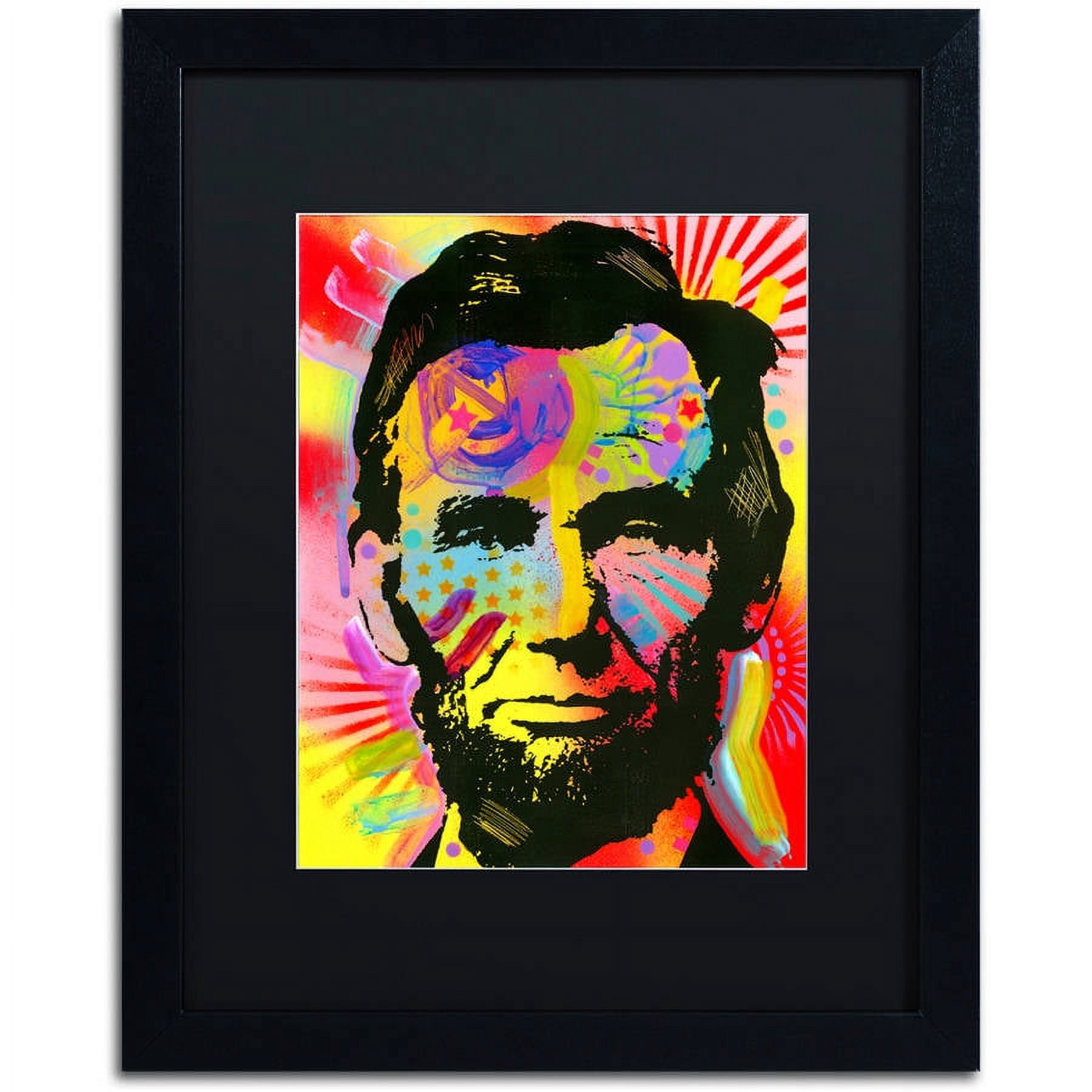 Trademark Fine Art "Abraham Lincoln III" Canvas Art by Dean Russo, Black Matte, Black Frame