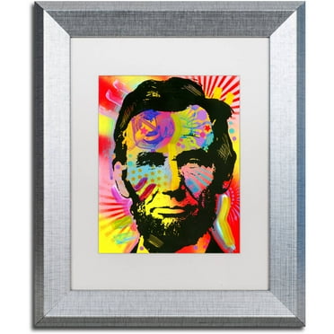 Trademark Fine Art "Abraham Lincoln III" Canvas Art by Dean Russo, White Matte, Silver Frame