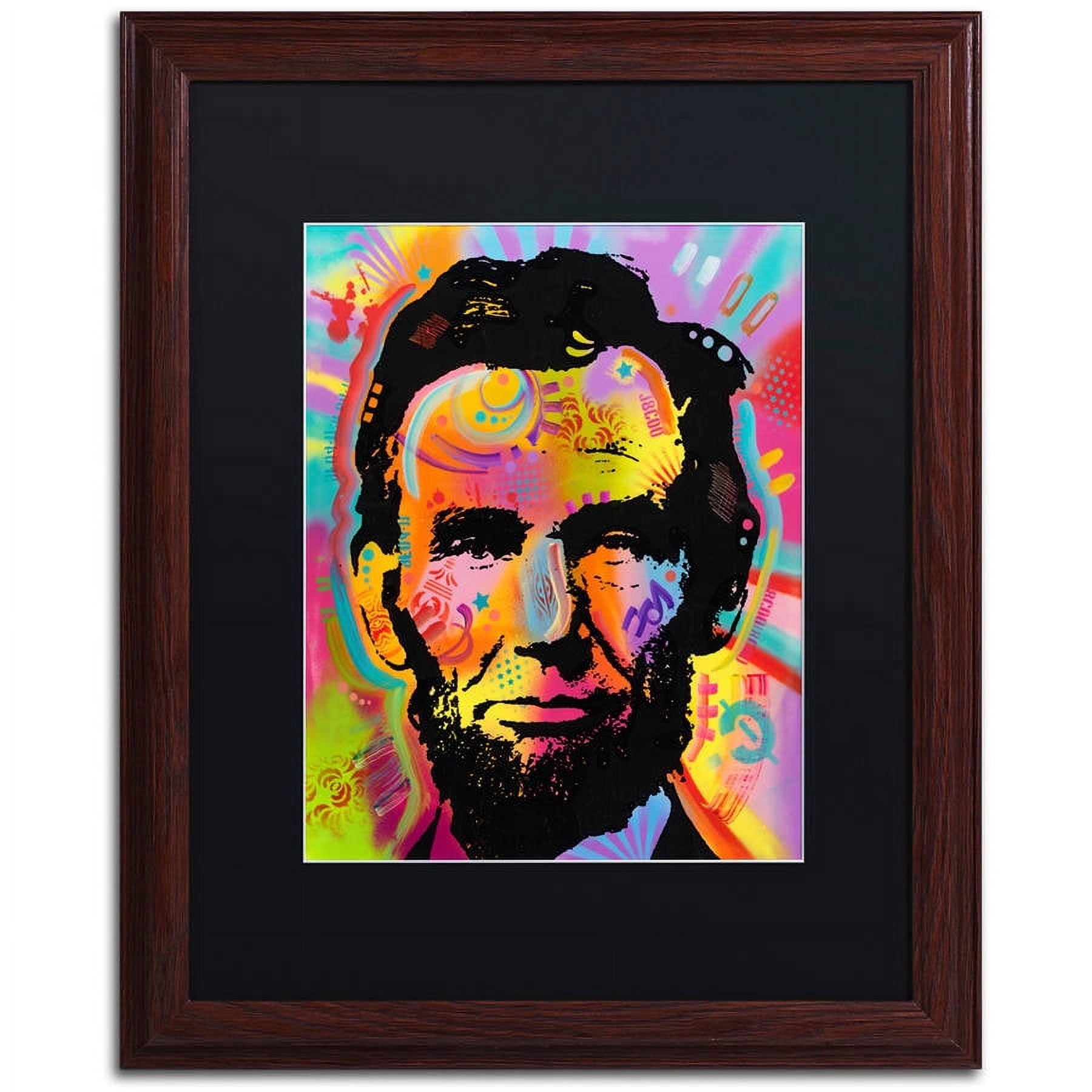 Trademark Fine Art "Abraham Lincoln IV" Canvas Art by Dean Russo, Black Matte, Wood Frame
