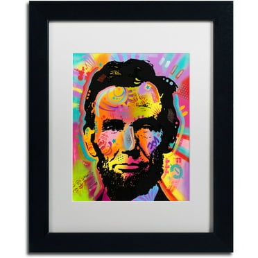 Trademark Fine Art "Abraham Lincoln IV" Canvas Art by Dean Russo, White Matte, Black Frame