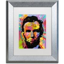 Trademark Fine Art "Abraham Lincoln IV" Canvas Art by Dean Russo, White Matte, Silver Frame