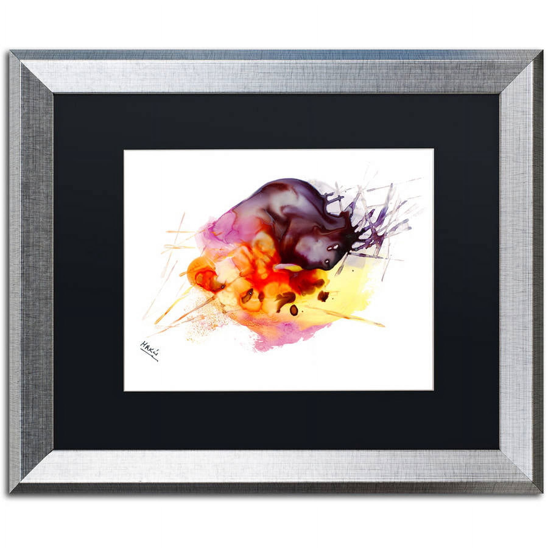 Trademark Fine Art "Abstract 10" Canvas Art by Mako, Black Matte, Silver Frame