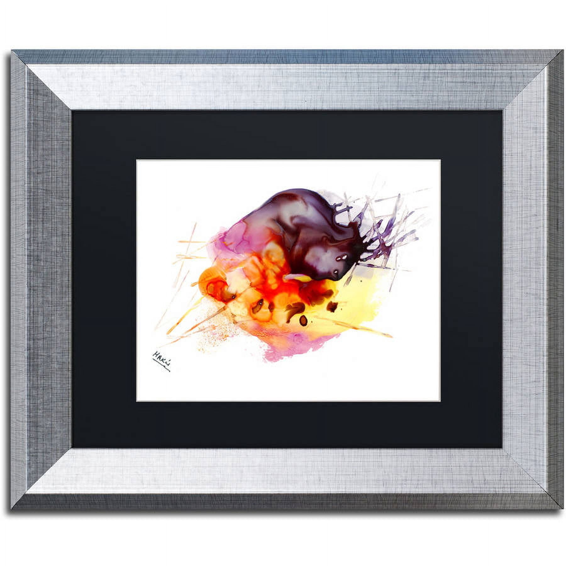 Trademark Fine Art "Abstract 10" Canvas Art by Mako, Black Matte, Silver Frame