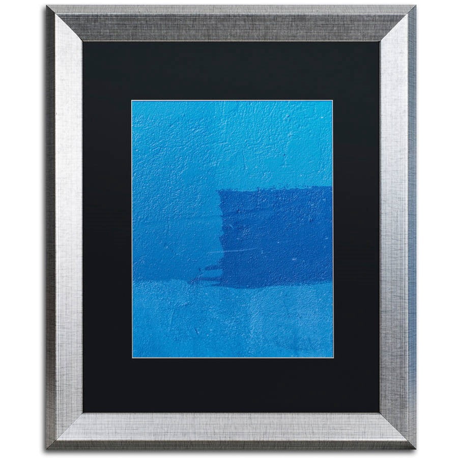 Trademark Fine Art "Abstract Blue" Canvas Art by Claire Doherty, Black Matte, Silver Frame