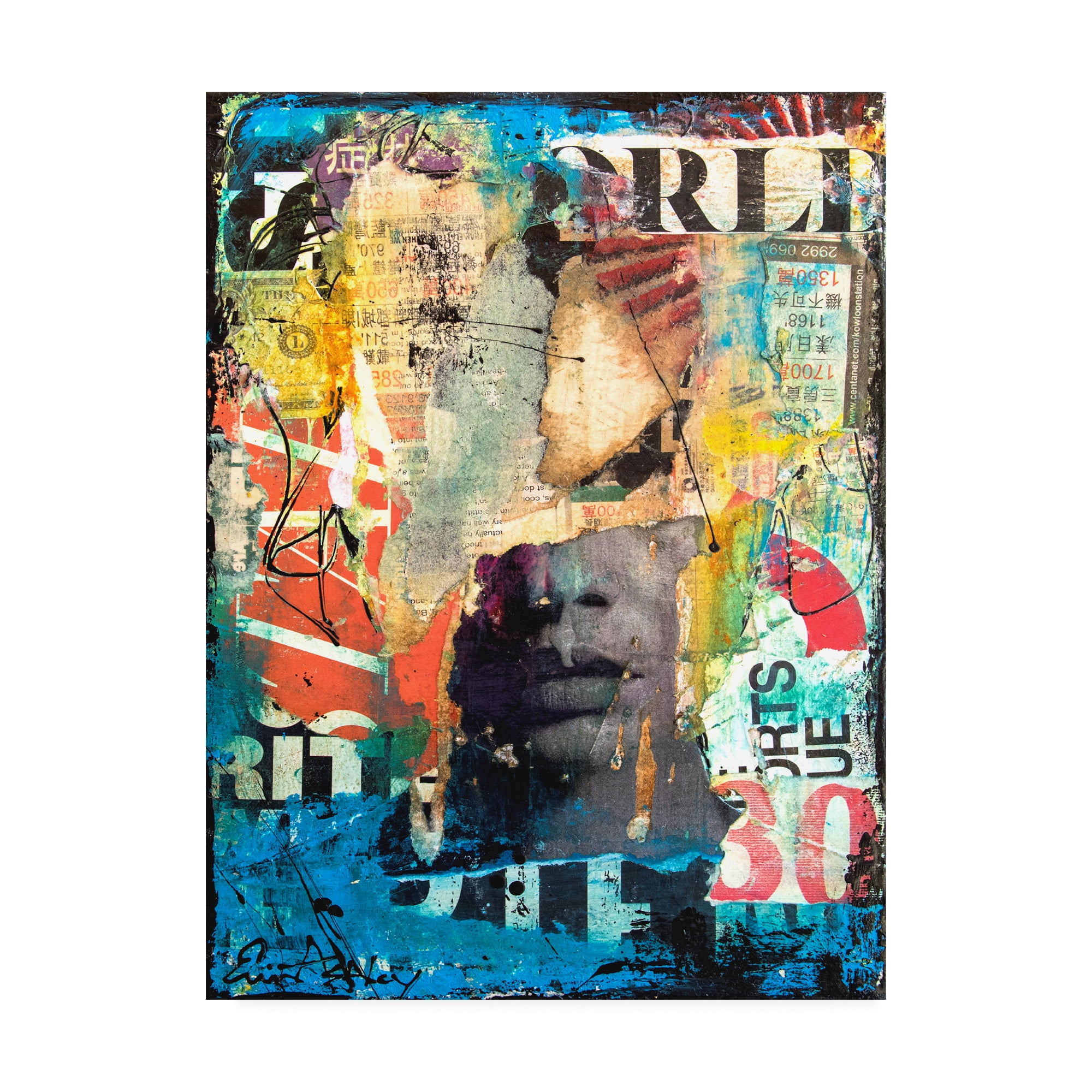Trademark Fine Art Abstract Canvas Art ' Collage Head ' by Erin Ashley