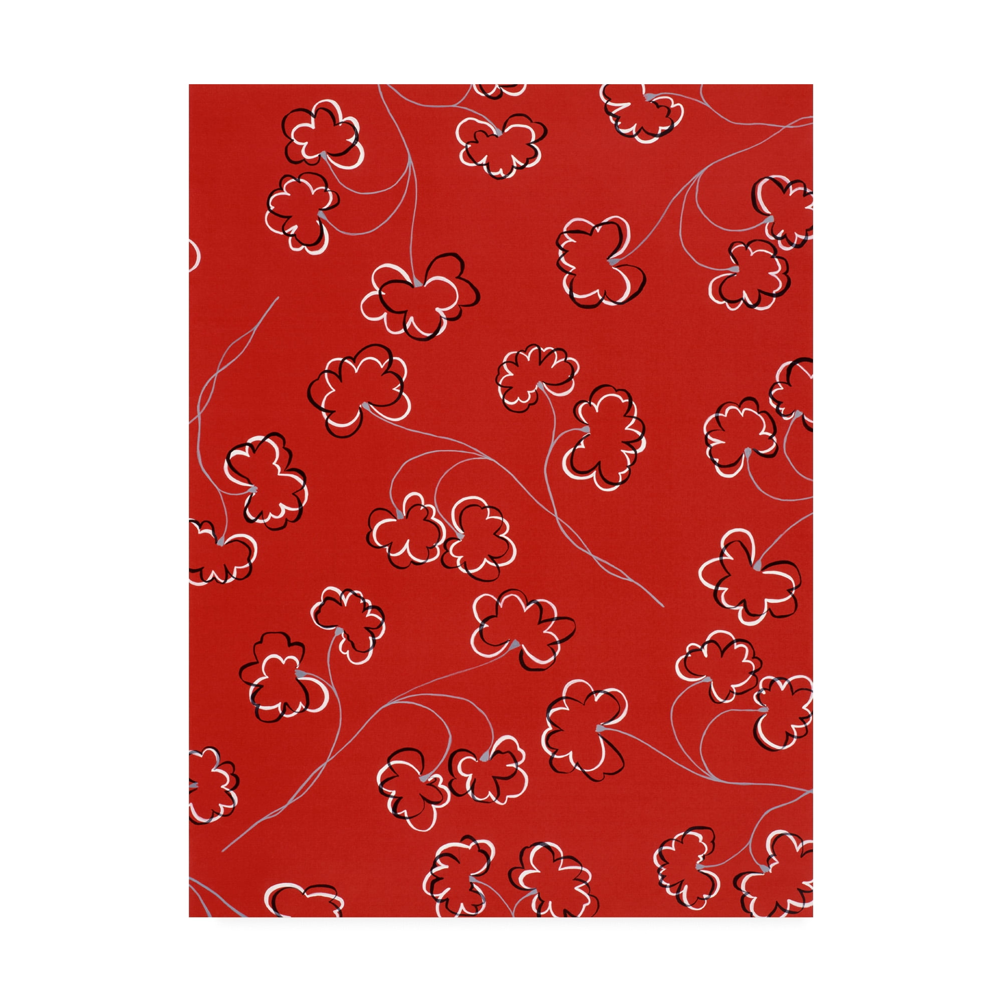 Trademark Fine Art Abstract Canvas Art ' Red Under Flowers ' by Pablo Esteban