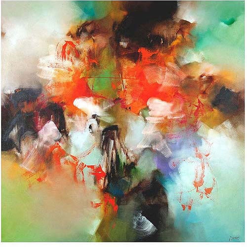 Vibrant Abstract Square Canvas Art in Multicolor Frame