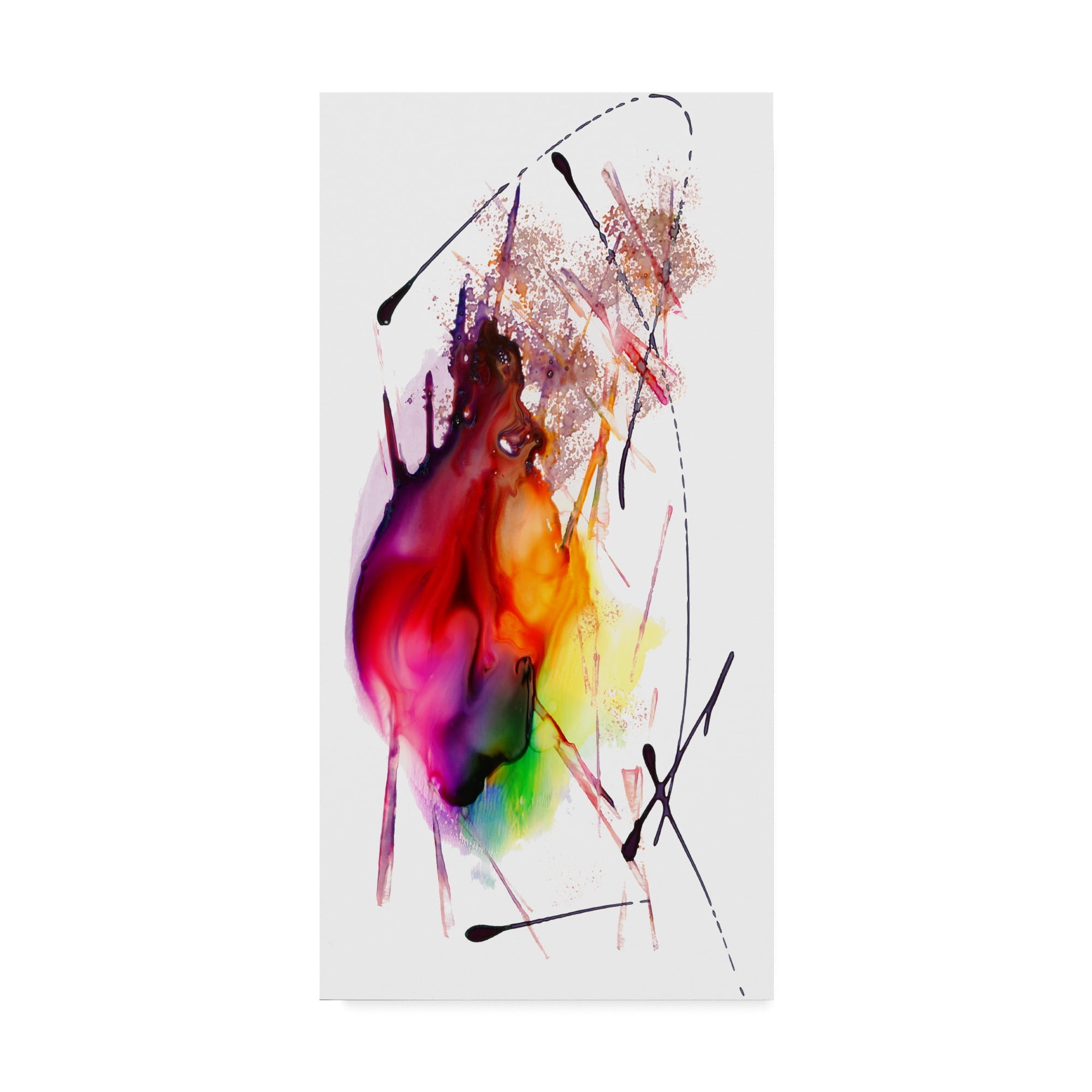 Large Multicolor Abstract Canvas Art with Wooden Frame