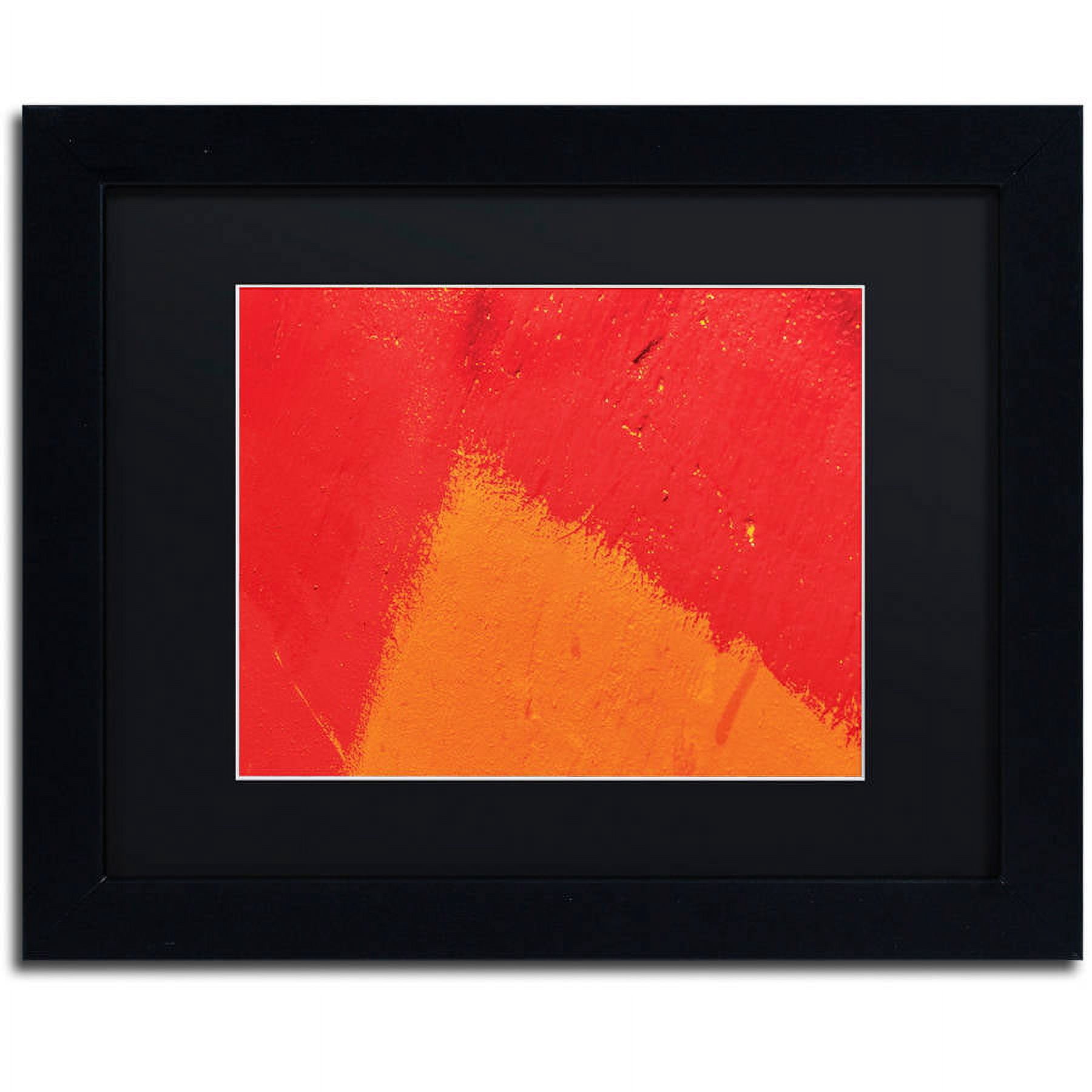 Trademark Fine Art "Abstract Orange Triangle" Canvas Art by Claire Doherty, Black Matte, Black Frame