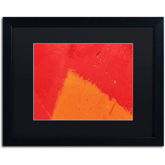 Trademark Fine Art "Abstract Orange Triangle" Canvas Art by Claire Doherty, Black Matte, Black Frame