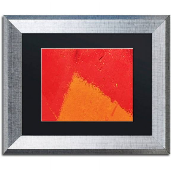 Trademark Fine Art "Abstract Orange Triangle" Canvas Art by Claire Doherty, Black Matte, Silver Frame