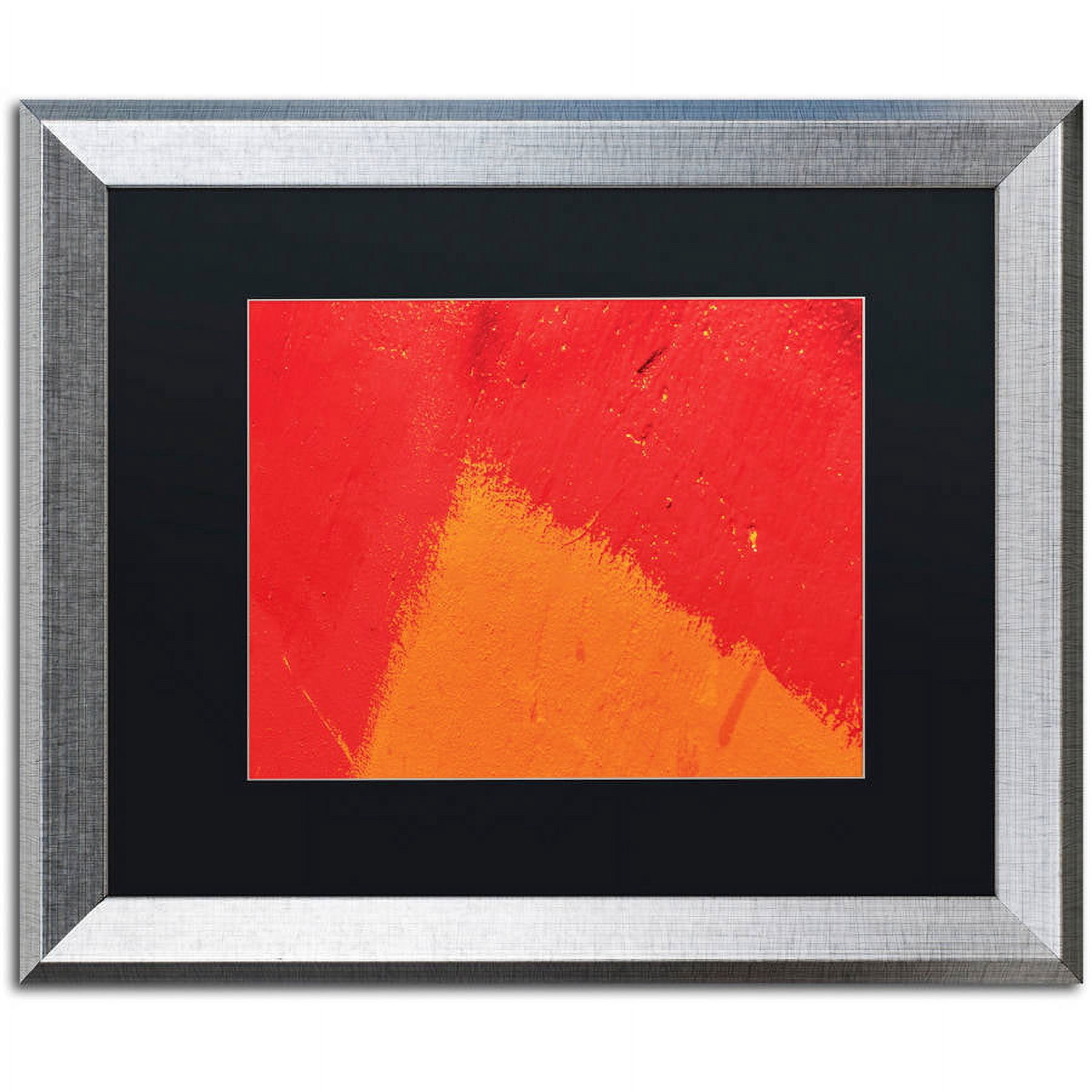Trademark Fine Art "Abstract Orange Triangle" Canvas Art by Claire Doherty, Black Matte, Silver Frame